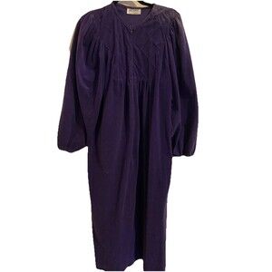Vintage Just Toney Swirl Bath Robe Glam Housecoat Robe Zip Gown Purple Grandma